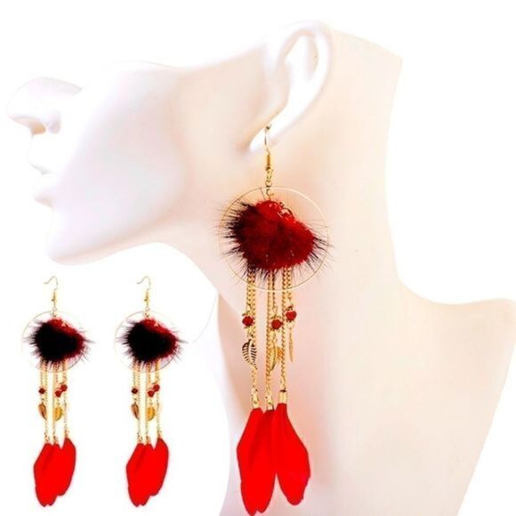 POM Pom drop earrings - Picture 1 of 3